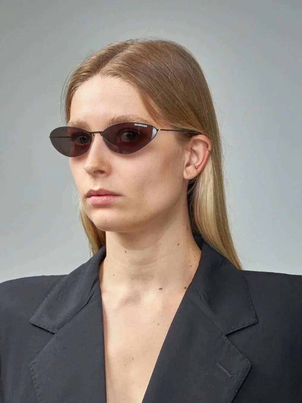 Balenciaga BB0350S 004 Cat Eye Sunglasses - Silver/Silver Mirror